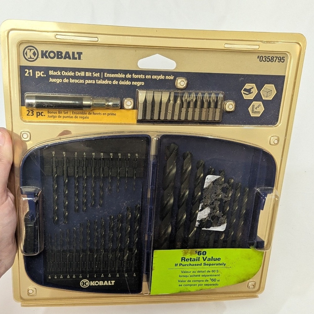 Kobalt Drill Bit Set Black Oxide 21pc with 23pc Bonus Bit Set #0358795